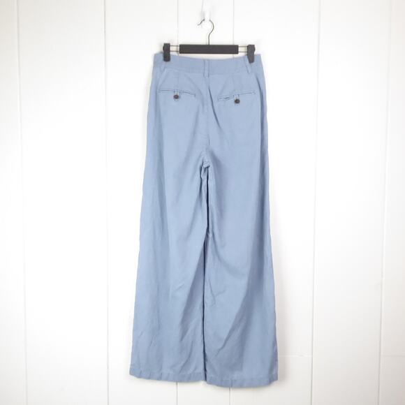 Madewell Pants Womens SZ 0 Wide Flared Leg Linen Blend High Rise Coastal Neutral - Picture 7 of 10